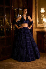 Load image into Gallery viewer, Cobalt Blue Sequin Lehenga Set

