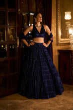 Load image into Gallery viewer, Cobalt Blue Sequin Lehenga Set
