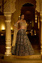 Load image into Gallery viewer, Bottle Green Mirror Work Lehenga Set

