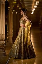 Load image into Gallery viewer, Olive Green Mirror Work Lehenga Set
