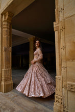 Load image into Gallery viewer, Metallic Rose Gold Lehenga Set
