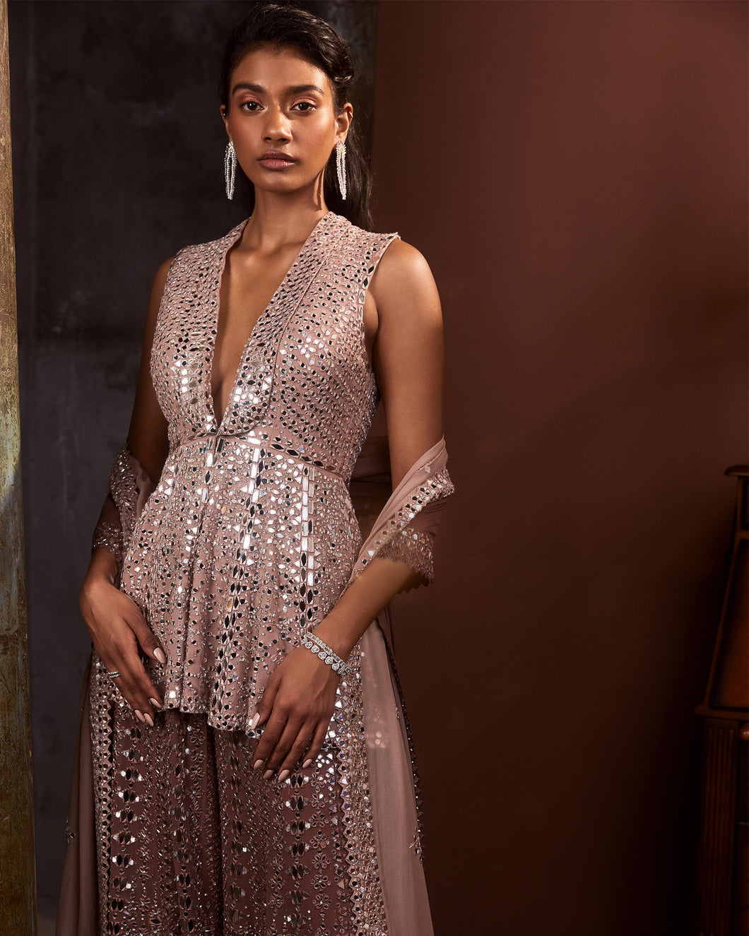 Coffee Mirror Sharara Set