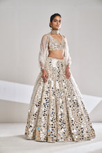 Load image into Gallery viewer, Cream Gold Mirror Work Lehenga Set
