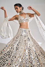 Load image into Gallery viewer, Cream Gold Mirror Work Lehenga Set
