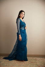 Load image into Gallery viewer, TEAL BLUE THREADWORK SAREE SET
