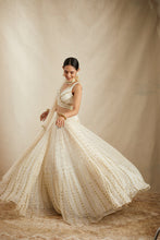 Load image into Gallery viewer, WHITE WITH GOLD WORK LEHENGA SET
