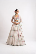 Load image into Gallery viewer, White Multi Tier Multi Color Lehenga Set
