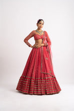 Load image into Gallery viewer, Deep Coral Single Tier Lehenga Set
