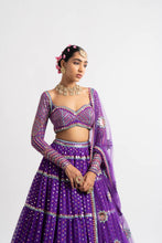 Load image into Gallery viewer, Purple Noodle Strap Multi Tier Lehenga Set
