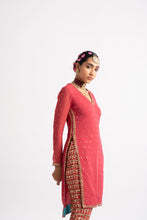 Load image into Gallery viewer, Deep Coral V Neck Heavy Pant Kurta Set
