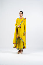 Load image into Gallery viewer, MOSS GREEN ASYMMETRICAL KURTA SET WITH DUPATTA
