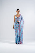 Load image into Gallery viewer, ICE BLUE HEAVY  MIRROR WORK SAREE SET.
