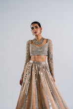 Load image into Gallery viewer, BEIGE MIRROR SEAM LEHENGA SET.
