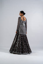 Load image into Gallery viewer, CHARCOAL GREY MIRROR WORK KURTA  LEHENGA SET.

