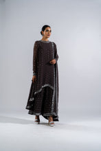 Load image into Gallery viewer, CHARCOAL GREY ASYMETRICAL KURTA SET WITH DUPATTA
