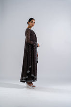 Load image into Gallery viewer, CHARCOAL GREY ASYMETRICAL KURTA SET WITH DUPATTA
