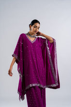 Load image into Gallery viewer, POP WINE ASYMETRICAL KURTA SET
