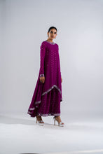 Load image into Gallery viewer, POP WINE ASYMETRICAL KURTA SET
