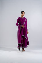 Load image into Gallery viewer, POP WINE ASYMETRICAL KURTA SET WITH DUPATTA
