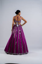 Load image into Gallery viewer, POP WINE MIRROR SEAM LEHENGA SET
