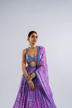 Load image into Gallery viewer, MAUVE MIRROR SEAM LEHENGA WITH  METALLIC BLOUSE
