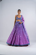 Load image into Gallery viewer, MAUVE MIRROR SEAM LEHENGA WITH  METALLIC BLOUSE
