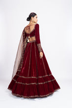 Load image into Gallery viewer, Maroon double tier lehnga set
