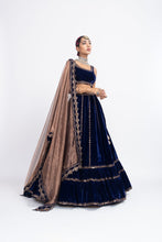 Load image into Gallery viewer, Navy blue double tier lehnga set

