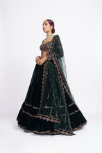 Load image into Gallery viewer, Deep green double tier lehnga set

