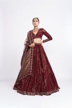 Load image into Gallery viewer, Maroon dense dot lehenga set
