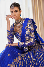 Load image into Gallery viewer, Royal Blue Small Flower Linear Lehenga Set
