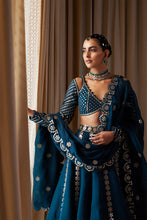 Load image into Gallery viewer, Dark Teal Flower Linear Lehenga Set
