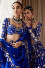 Load image into Gallery viewer, Royal Blue Big Flower Linear Lehenga Set
