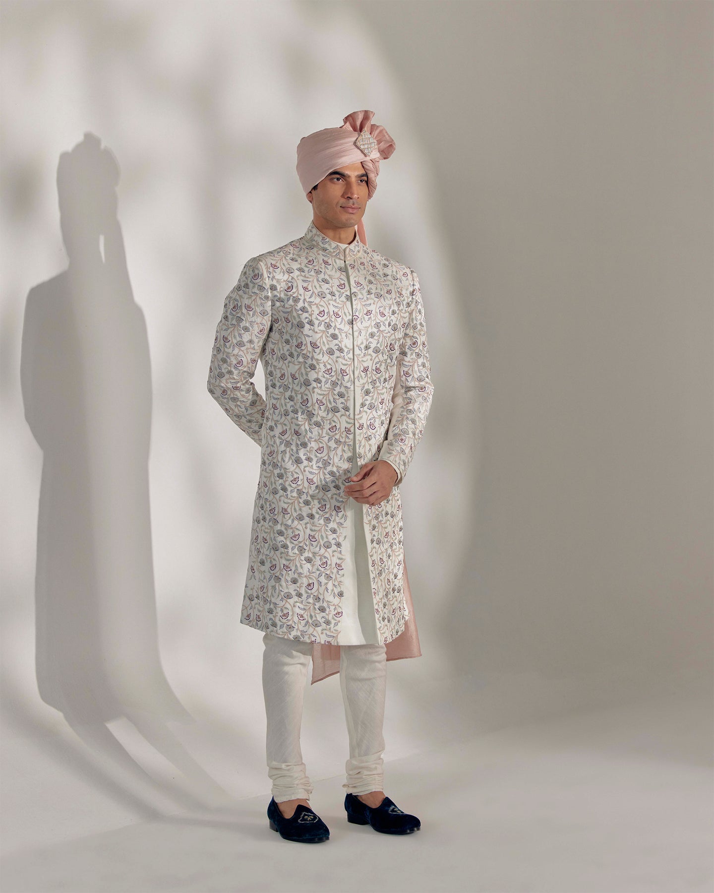 White Vine Sherwani Set