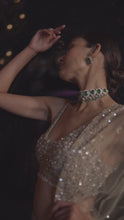 Load and play video in Gallery viewer, Gold Silver Block Pattern Lehenga Set

