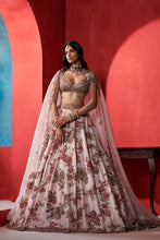 Load image into Gallery viewer, Seashell pink Raw silk bridal lehenga
