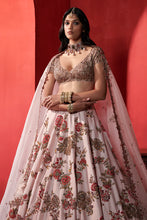 Load image into Gallery viewer, Seashell pink Raw silk bridal lehenga
